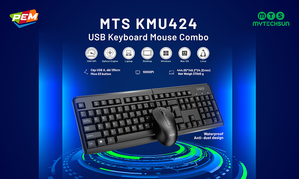 Bộ Keyboard & Mouse có dây Mytechsun KMU424