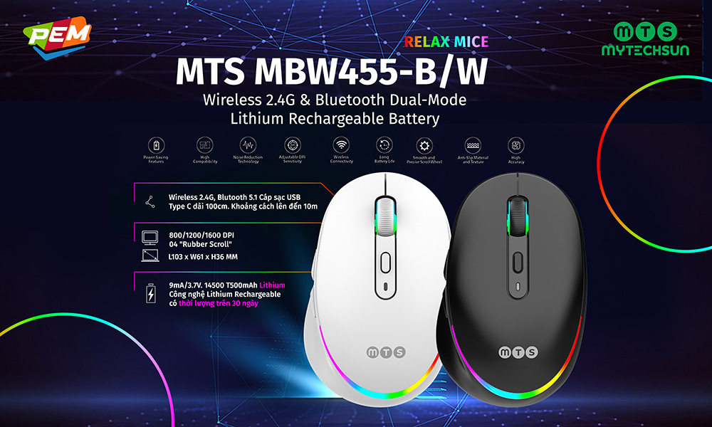 Mouse sạc không dây Mytechsun MBW455 - SILENT