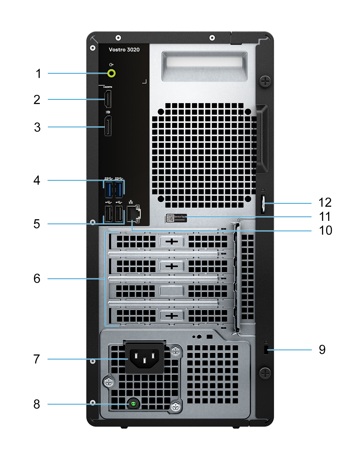 Máy tính để bàn Dell Vostro 3020 Tower (i3-13100 | 8GB | 256GB SSD | Wifi_BT| KB_M | OfficeHS21 _ Win 11 Home| 1Y WTY) _ 71010253