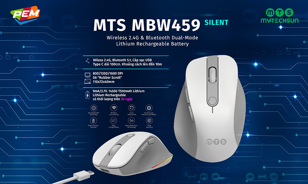 Mouse sạc không dây Mytechsun MBW459 - SILENT