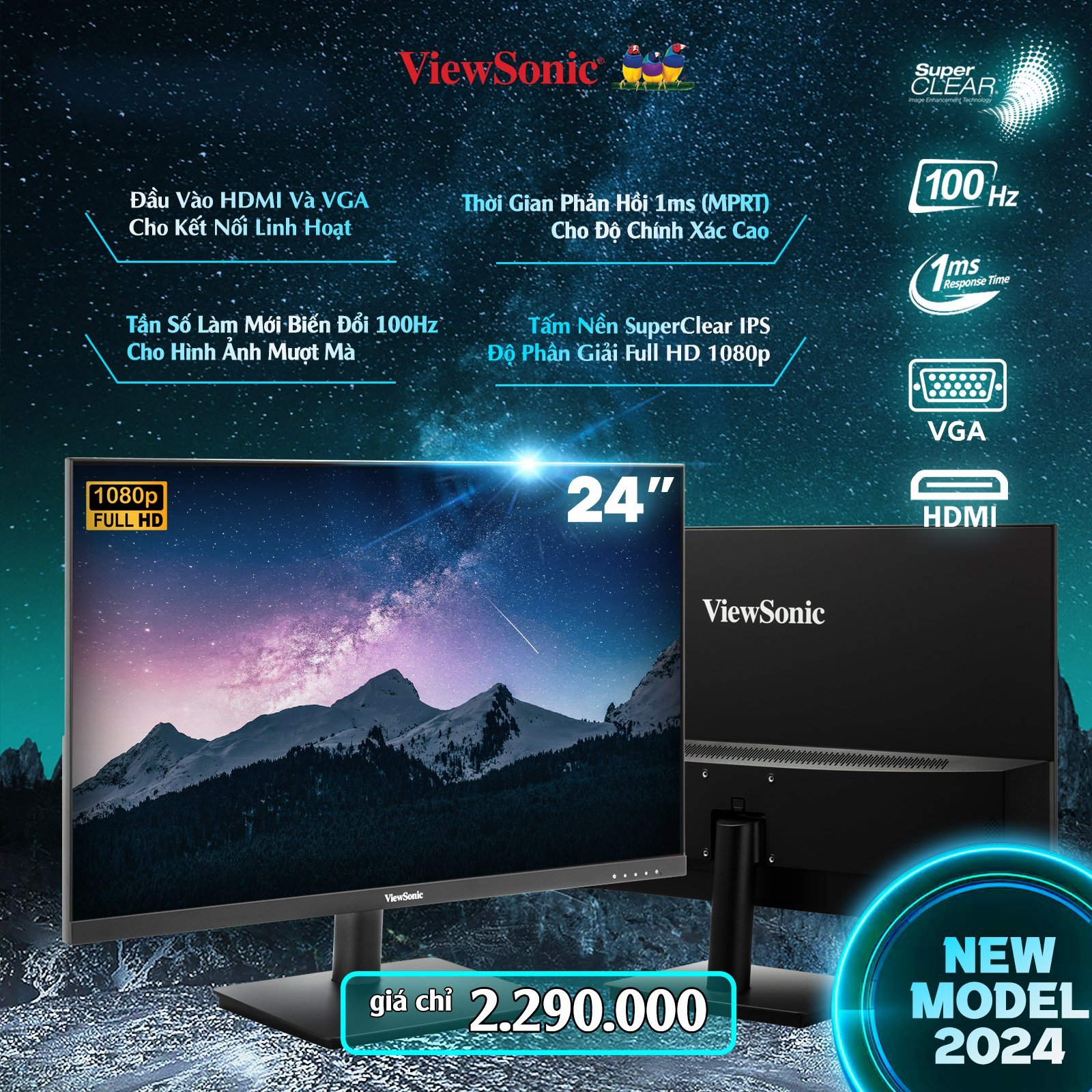 Màn hình ViewSonic 24 inch VA240-H